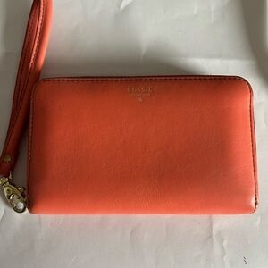 Fossil Vibrant Orange Wristlet